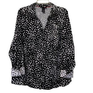 Lane Bryant Womens Top Size 22 Long Sleeve Blouse w Contrast Cuffs, Button Down